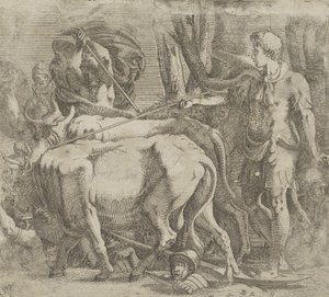 Cadmus dyrker marken, hvor han såede dragens tænder, 1540-45. af Antonio Fantuzzi
