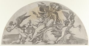 Gud siddende på verden, 1540-45. af Antonio Fantuzzi
