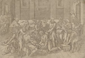 Jesus vasker disciplenes fødder, 1540-45. af Antonio Fantuzzi