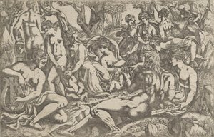 Muser ved foden af Mount Parnassus, 1540-45. af Antonio Fantuzzi