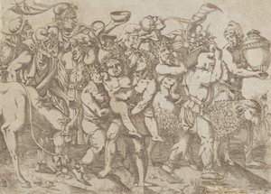Silenus Carried, 1543. af Antonio Fantuzzi