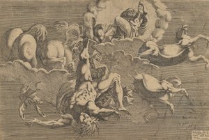 Phaetons fald, 1545. af Antonio Fantuzzi