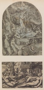 Venus og nymfer bader, 1543. af Antonio Fantuzzi