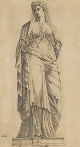 Kvinde i fuld ansigt, hendes hoved lidt til venstre, ca. 1543. af Antonio Fantuzzi