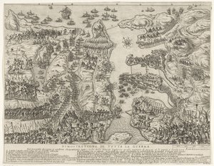 Oversigt over hele slaget på Malta Dimostrazione di tutta la guerra (titel på objekt) The Siege of Malta (serietitel) af Antonio Francesco Lucini