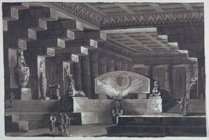 Scenedesign, interiør af egyptisk tempel