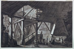 Scenedesign, ruineret landbrugsbygning interiør