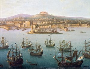 Charles af Bourbon afgår til Spanien fra Napoli den 7. oktober af Antonio Joli