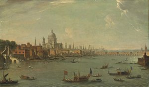 Fire udsigter over London: Themsen ser mod St. Pauls af Antonio Joli