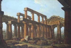Poseidon-templet i Paestum af Antonio Joli (1700-1777) af Antonio Joli