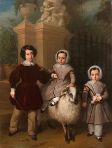 Børn, der leger med en vædder af Antonio Mª Esquivel