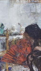 Kvinden med den røde vifte af Antonio Mancini