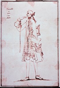 Portræt af Carlo Broschi kaldet Farinelli (1705-1782) Italiensk castrato (castrat) Tegnefilm af Anton Maria Zanetti (1680-1767). 1700-tallet. Privat samling.