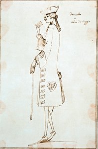 Portræt af kastratsangeren Carlo Broschi dit Farinelli (1705-1782) repræsenterer under hans rejse til Venedig for at opføre Tommaso Albinonis La Didone abandonnata ”” ”omkring 1725. Tegning af Anton Maria Zanetti (1680-1767) Venedig Fondazione Cini