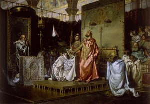 Konvertering af reccared til katolicisme ved koncilet III i Toledo, 589, 1888