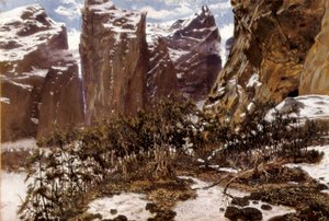 Roncesvalles (eller Roncesvalles på spansk). Landskab i det nordlige Spanien. Maleri af Antoni MUNOZ i DEGRAIN (1841-1924), slutningen af det 19. århundrede. Olie på lærred. Spanien, Valencia, Museo de Bellas Artes San Pio V.