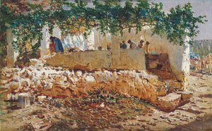 Washerwomen - Munoz Degrain, Antonio (1840-1924) - 1903 - Olie på lærred - 62x98 - Museo Carmen Thyssen, Malaga