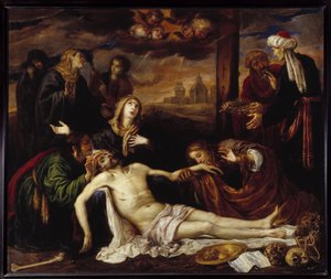 Afsætning af korset eller Pieta (olie på lærred) af Antonio Pereda y Salgado