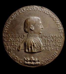 Medalje af Alfonso V af Aragon (Alfonso Magnanimus eller den Store). På italiensk Alfonso den storslåede eller Alfonso V af Aragon af Antonio Pisanello