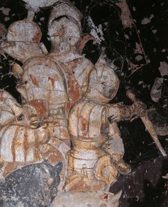 Tournament-Battle of Louvezerp af Antonio Pisano kendt som Pisanello (før 1395-ca 1455), fresco, detaljer, Palazzo Ducale, Mantua af Antonio Pisanello