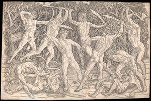 Battle of the Nudes af Antonio del Pollaiolo, ca. 1470-90 (s/h gravering)