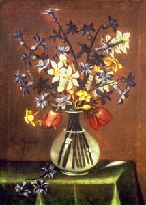 Blomsterstilleben med hyacinter, tulipaner og fasanøje (olie)