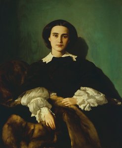 Portræt af adelskvinden Morrocchi af Antonio Puccinelli (1822-1897), ca 1858, olie på lærred