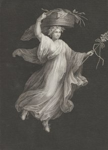 En bacchante, der bærer en stor kurv på hovedet og holder en stav i sin le..., ca. 1795-ca. 1820. af Antonio Ricciani