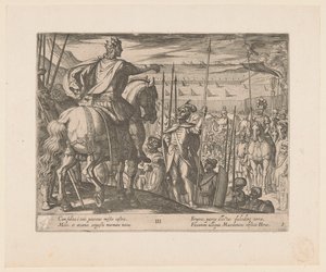 Alexander den Store instruerer de makedonske soldater Alexander den Stores gerninger (serietitel) Alexandri magni praecipvae res gestae (serietitel) af Antonio Tempesta