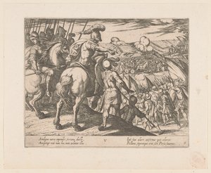 Alexander den Store fører en kamp Alexander den Stores gerninger (serietitel) Alexandri magni praecipvae res gestae (serietitel) af Antonio Tempesta