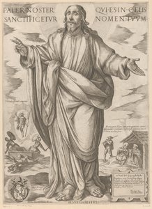 Kristus Fadervor, som er i himlen, helliget blive dit navn (titel på objektet) Kristus, Maria og apostlen (serietitel) af Antonio Tempesta