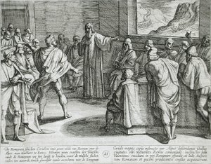 Rådslagning om, hvilke skridt der skal tages, da romernes nye tropper nærmer sig over Alperne af Antonio Tempesta