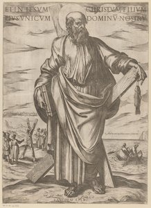 Af St. Andrew Og i Jesus Kristus, hans eneste søn, vor Herre (titel på objekt) Kristus, Maria og apostlen (serietitel) af Antonio Tempesta