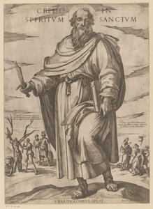 Af Saint Bartholomew Jeg tror på Helligånden (titel på objekt) Kristus, Maria og apostlen (serietitel) af Antonio Tempesta