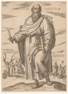 Af Saint Bartholomew Jeg tror på Helligånden (titel på objekt) Kristus, Maria og apostlen (serietitel) af Antonio Tempesta