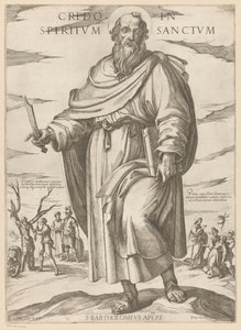 Af Saint Bartholomew Jeg tror på Helligånden (titel på objekt) Kristus, Maria og apostlen (serietitel) af Antonio Tempesta