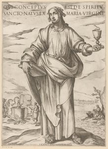 Af Sankt Johannes Som blev undfanget af Helligånden, født af jomfru Maria (titel på objektet) Kristus, Maria og apostlen (serietitel) af Antonio Tempesta