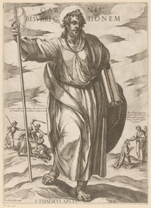 Den hellige Judas Taddeus Kødets opstandelse (titel på objekt) Kristus, Maria og apostlen (serietitel) af Antonio Tempesta