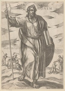 Den hellige Judas Taddeus Kødets opstandelse (titel på objekt) Kristus, Maria og apostlen (serietitel) af Antonio Tempesta