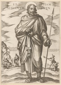 Af den hellige Matthias Og evigt liv amen (titel på objekt) Kristus, Maria og apostlen (serietitel) af Antonio Tempesta