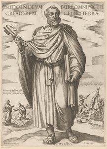 Af Sankt Peter Jeg tror på gud, den almægtige fader af himmel og jord (titel på objekt) Kristus, Maria og apostlen (serietitel) af Antonio Tempesta