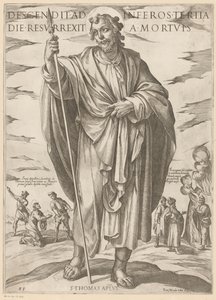 Af St. Thomas Ned i helvede, opstod fra de døde på den tredje dag (titel på objekt) Kristus, Maria og apostlen (serietitel) af Antonio Tempesta