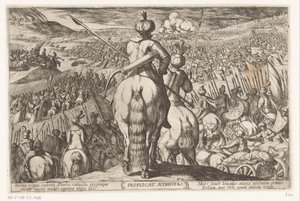 Etiopiernes nederlag Profligat Aethiopas (titel på objekt) Det Gamle Testamentes kampscener (serietitel) af Antonio Tempesta