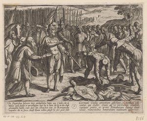 Tyske udsendinge besøger Julius Civilis De bataviske krige mod romerne (serietitel) Batavorum cum Romanis Bellum (serietitel) af Antonio Tempesta