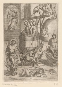 Tortur med forskellige måder at brænde på Tortur udsat af kristne martyrer (serietitel) Varia tormentorum et supplicioru crudelium (...) (serietitel) af Antonio Tempesta