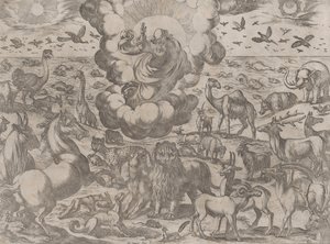 Gud skaber dyrene, ca. 1590-1630. af Antonio Tempesta