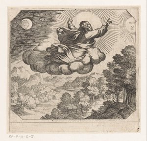 Gud skaber solen, månen og stjernerne Oprettelse (serietitel) af Antonio Tempesta