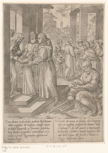 H. Antonius bringer sin søster til nonnerne Sankt Antonius den Stores liv (serietitel) af Antonio Tempesta