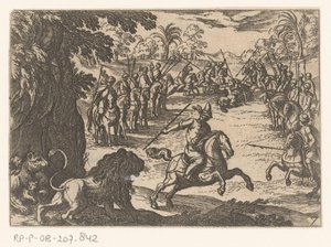 Løvejagt Jagtscener (del 3) (serietitel) af Antonio Tempesta