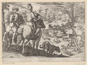 Strudsejagt Jagtscener (del 6) (serietitel) af Antonio Tempesta